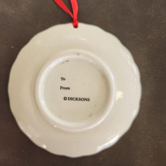 Vintage Dicksons Christmas Ornament Mini Plate Joy To The World Ceramic Round - Picture 5 of 5